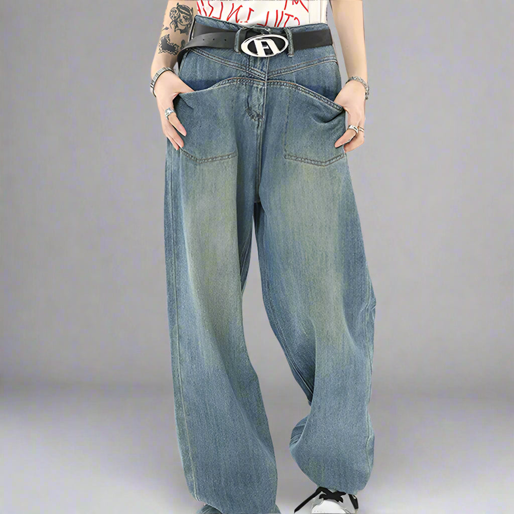 Distressed Retro Jeans - RUN THE STREETS COLLABORATIVE