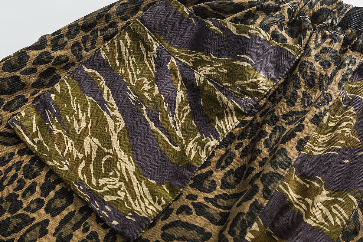 Camo Leopard Print Cargo Shorts - RUN THE STREETS COLLABORATIVE