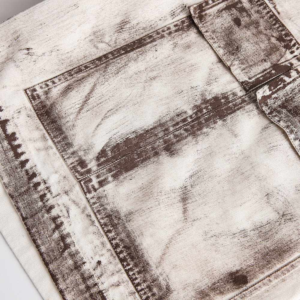 Distressed Dirty Denim Cargo Pocket Shorts - RUN THE STREETS COLLABORATIVE