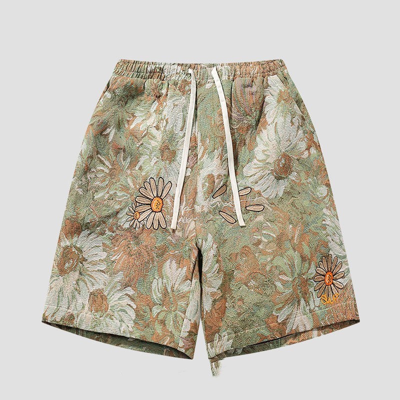 Daisy Tapestry Drawstring Shorts