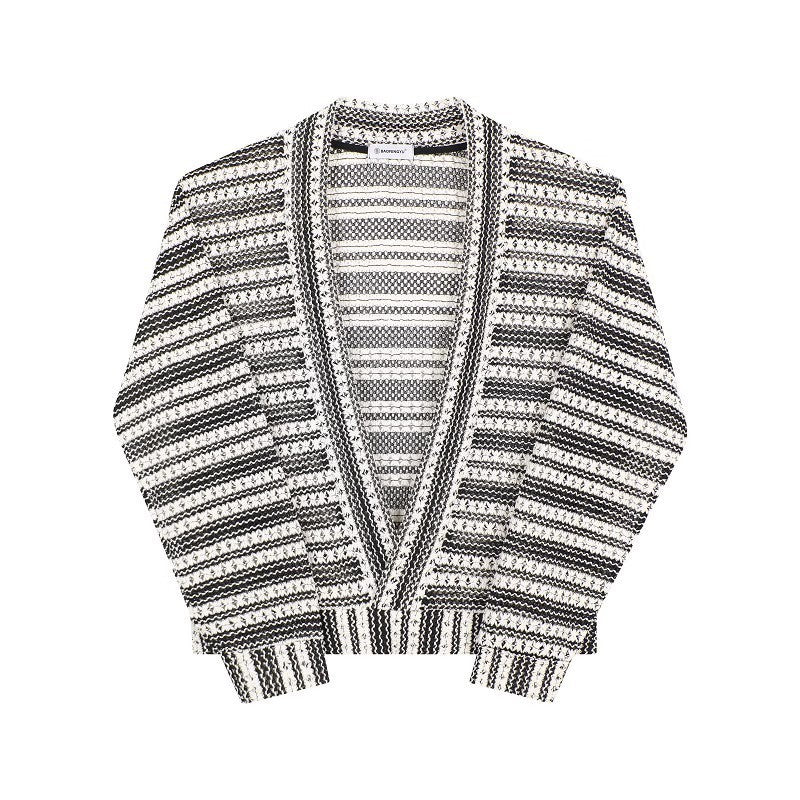 Black & White Knit Open Cardigan
