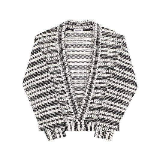 Black & White Knit Open Cardigan