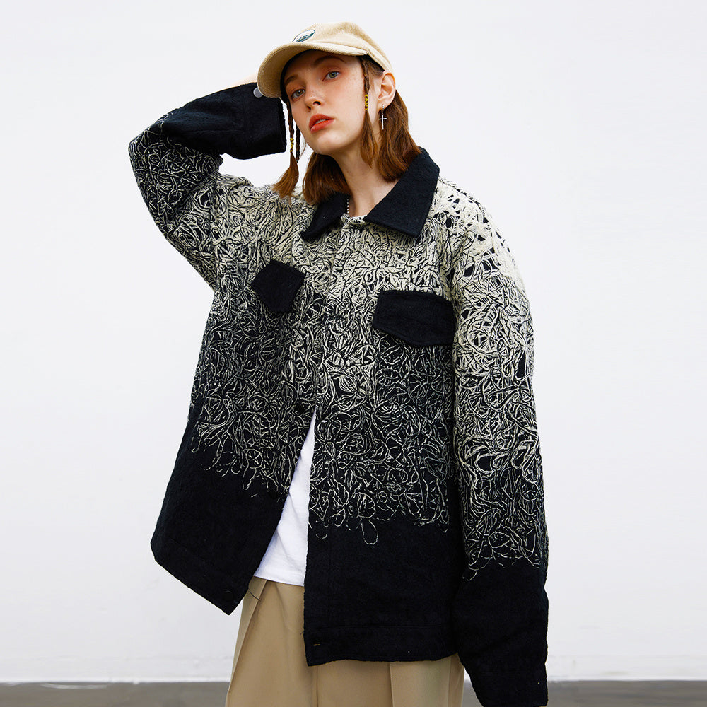 Gradient Embroidered Corduroy Overshirt