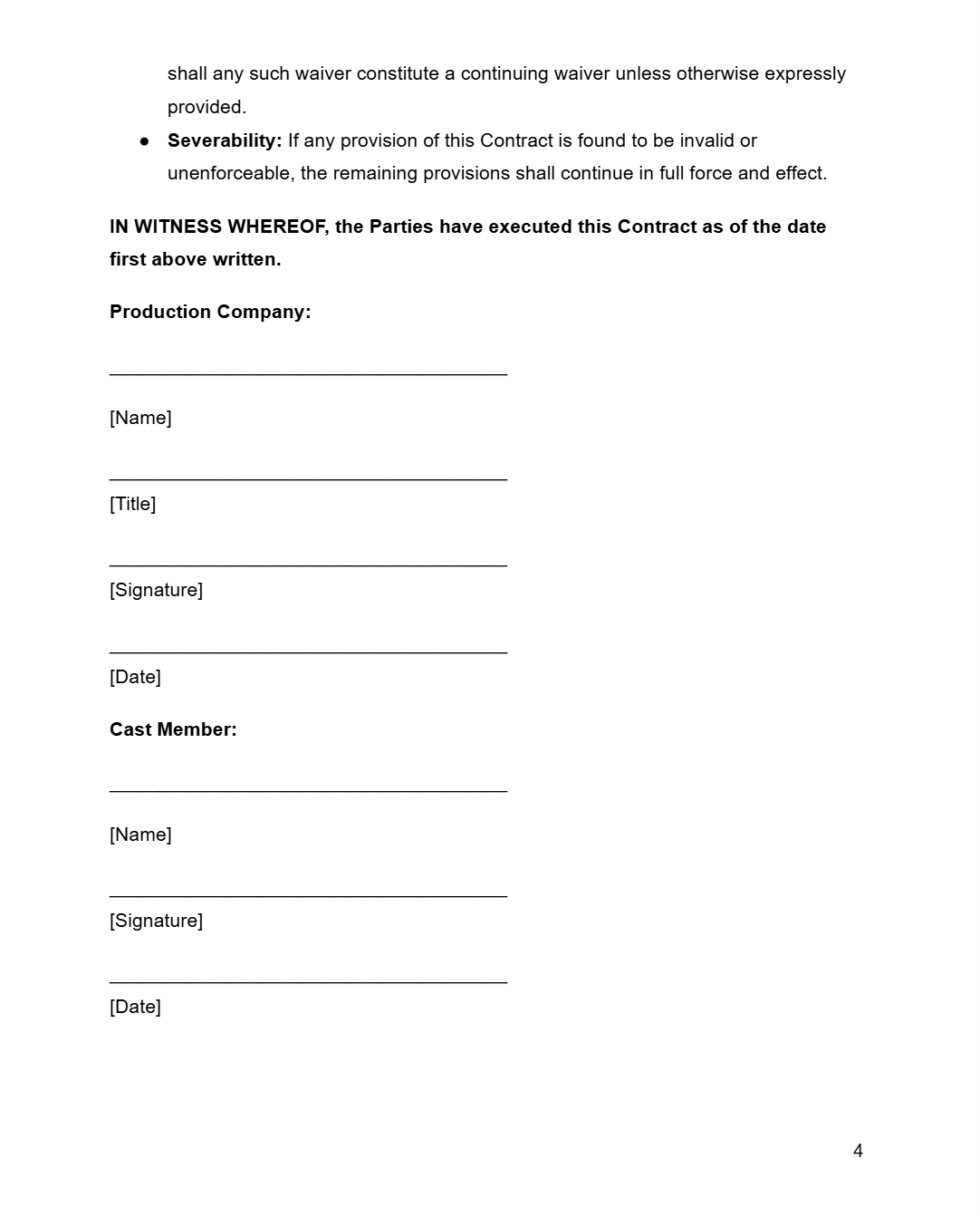 Film Cast Contract - RUN THE STREETS COLLABORATIVE