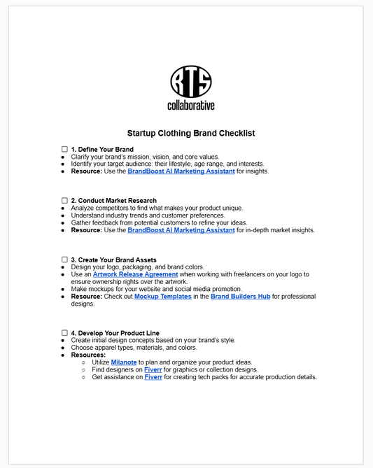 FREE Startup Clothing Brand Checklist – Your Launch Blueprint
