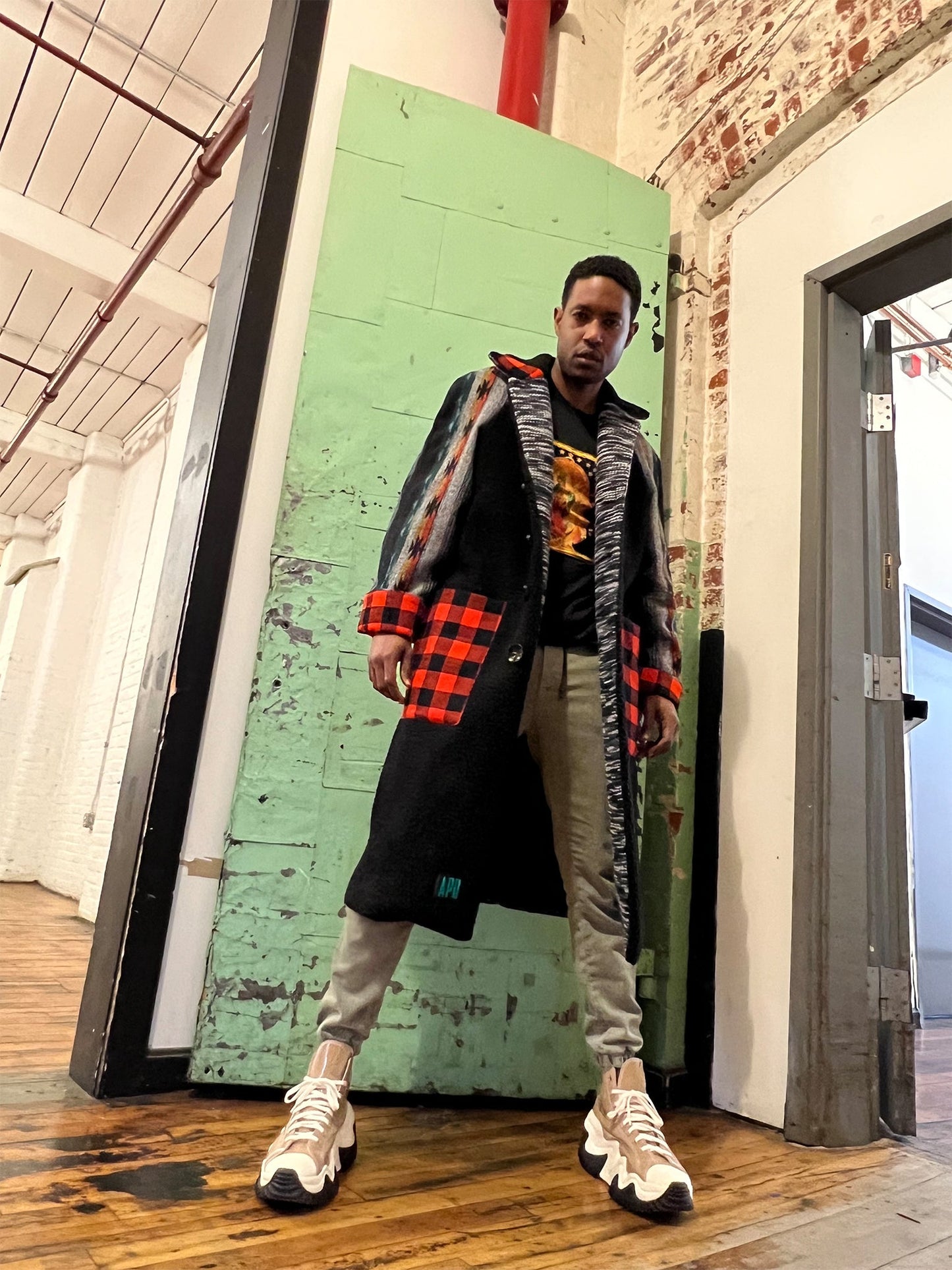 Trench Coat in Wool and Patchwork - RUN THE STREETS COLLABORATIVE
