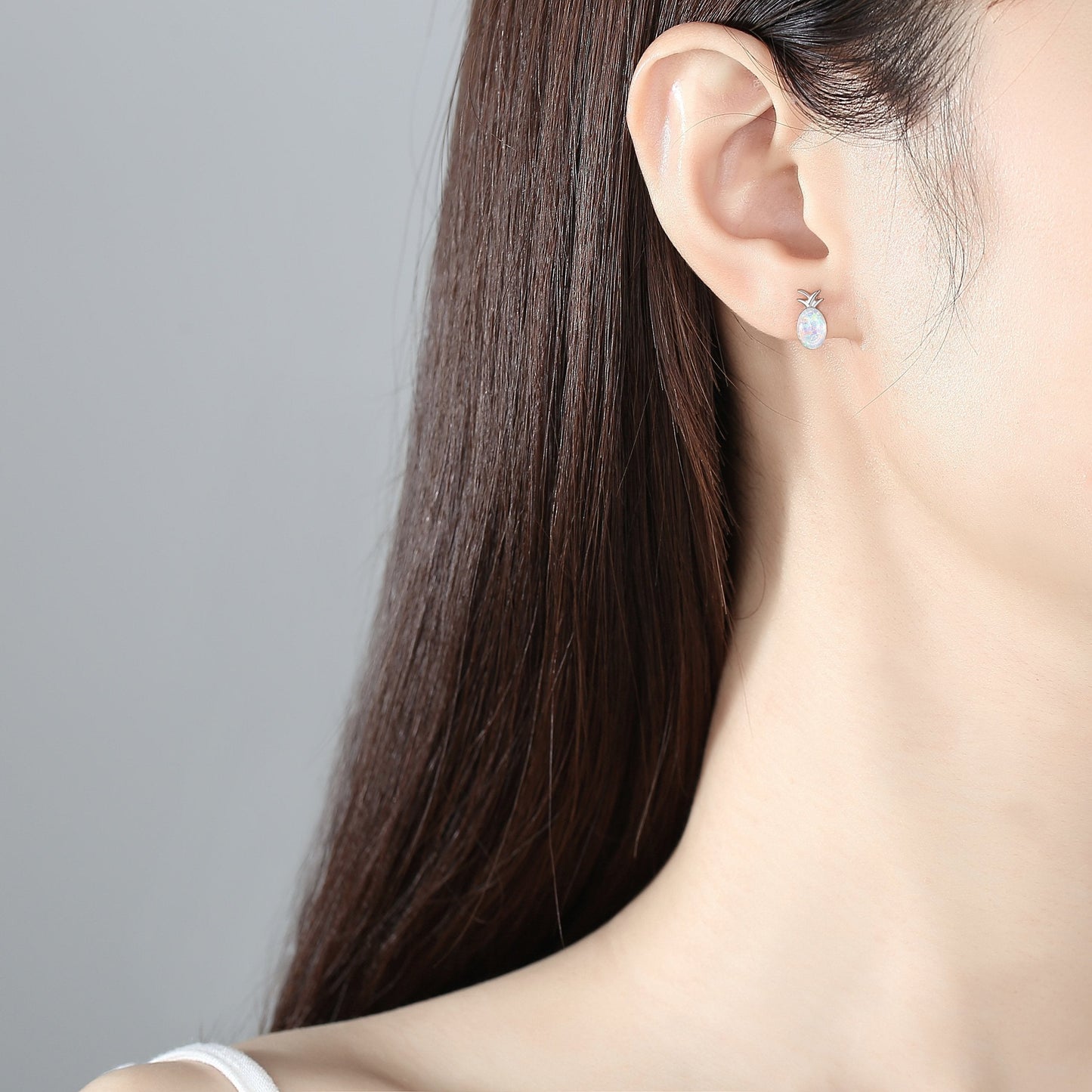 925 Sterling Silver Opal Pineapple Stud Earrings - RUN THE STREETS COLLABORATIVE