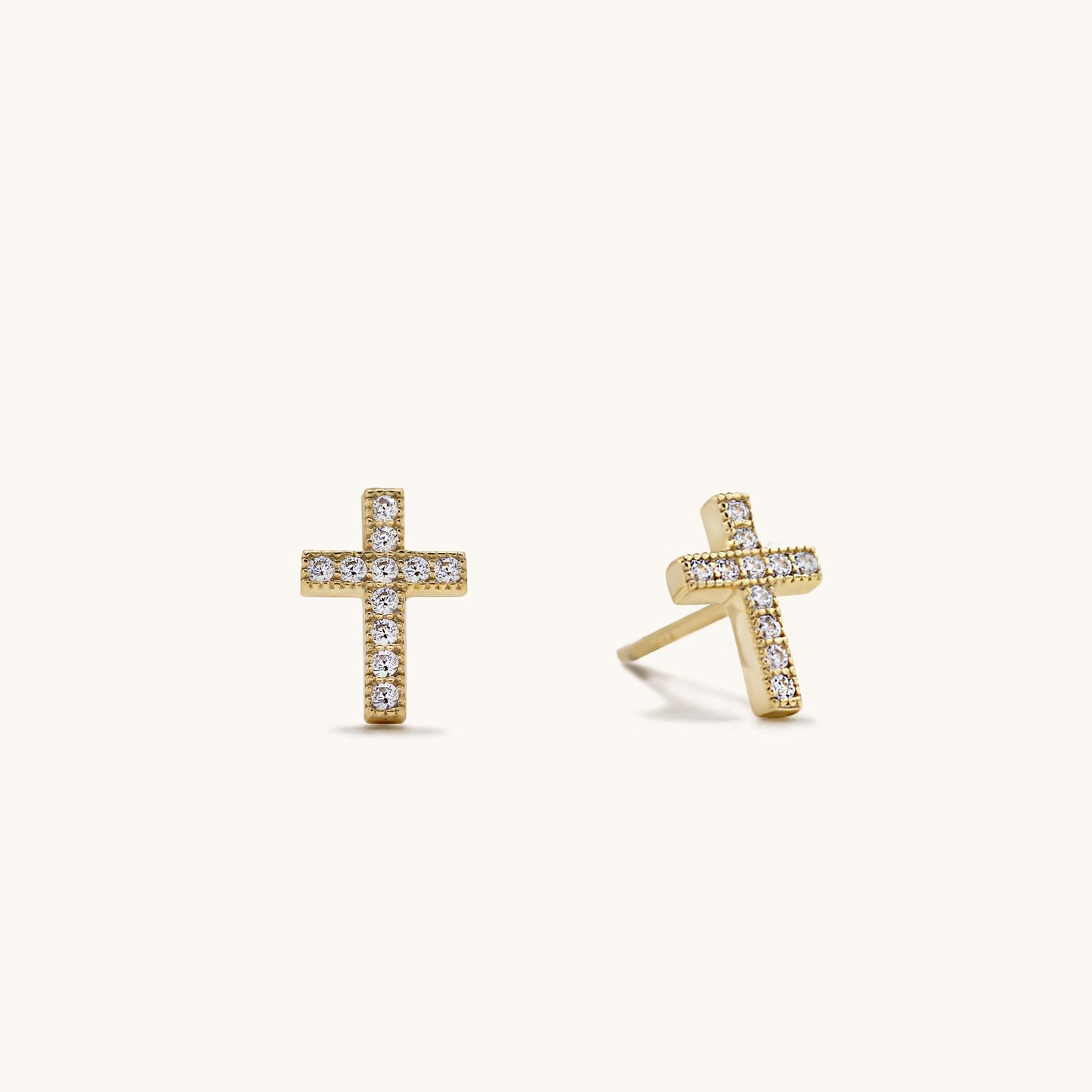 925 Sterling Silver Cubic Zirconia Cross Stud Earrings - RUN THE STREETS COLLABORATIVE