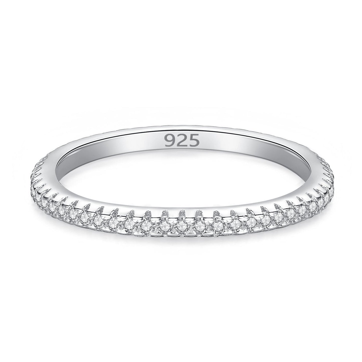 925 Sterling Silver Cubic Zirconia Wedding Band Eternity Ring - RUN THE STREETS COLLABORATIVE