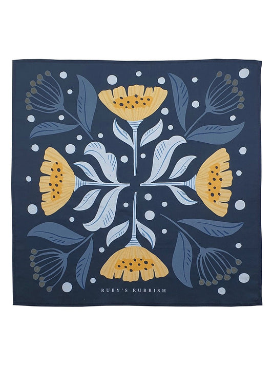 Midnight Bloom 002 | Navy & Yellow Bandana | Ruby's Rubbish - RUN THE STREETS COLLABORATIVE
