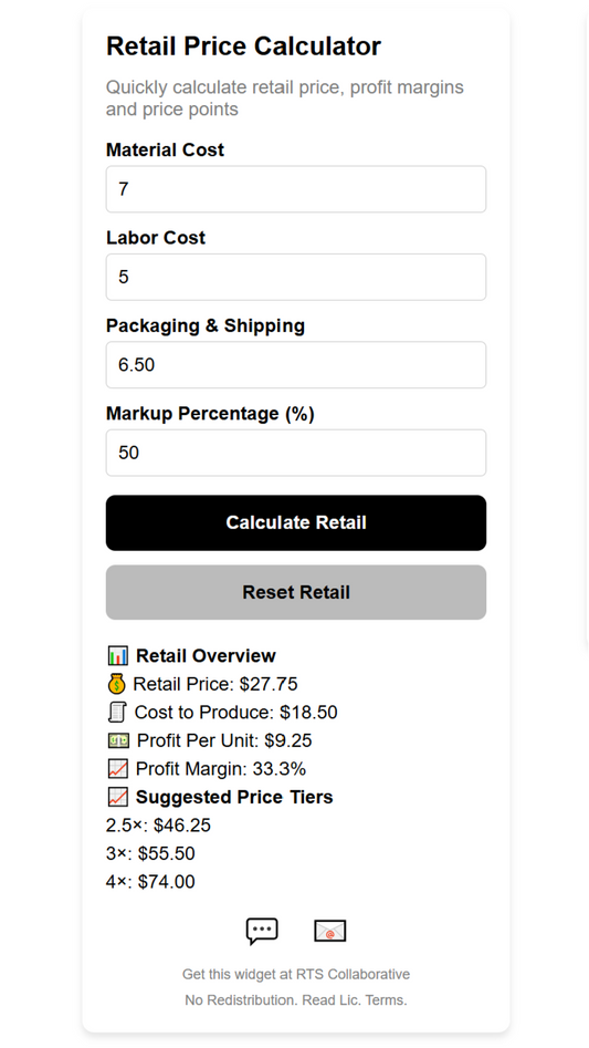 Retail Price Calculator Widget Plugin