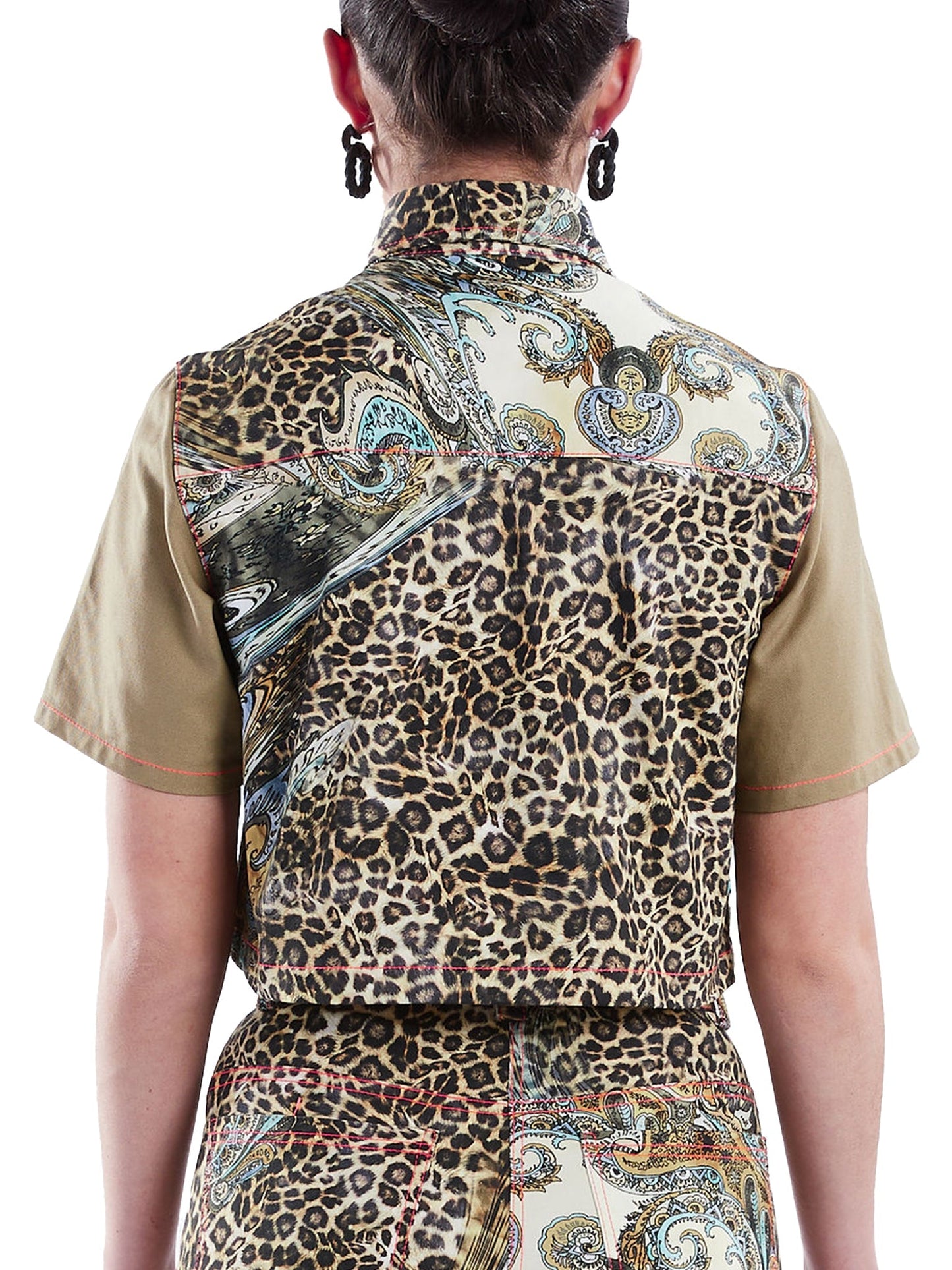 Cropped Button-Down Shirt in Tan and Leopard Paisley - RUN THE STREETS COLLABORATIVE