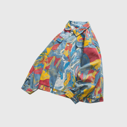 Vintage Ink Painting Graffiti Denim Jacket - RUN THE STREETS COLLABORATIVE