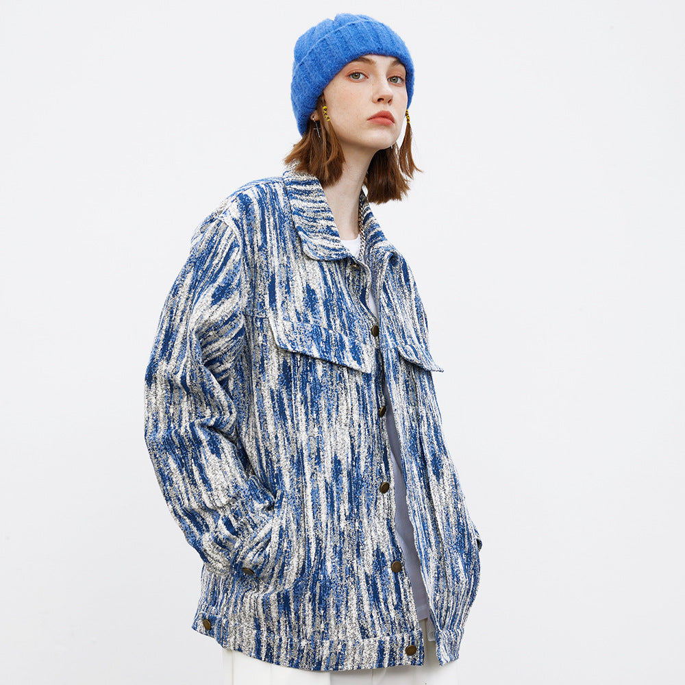 Painterly Striated Jacquard Overshirt