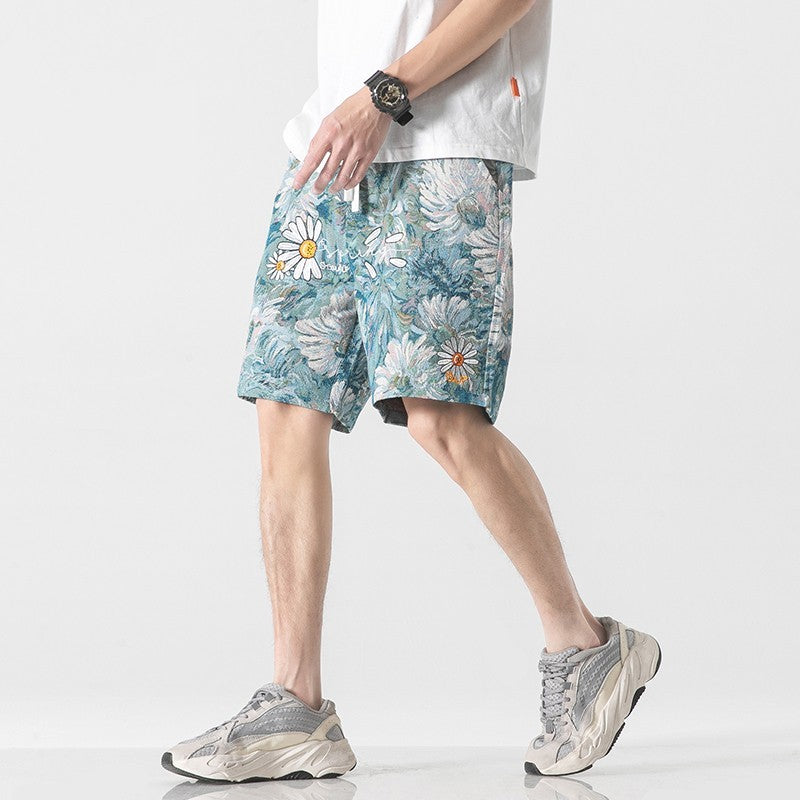 Daisy Tapestry Drawstring Shorts