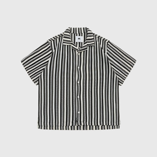 Stripped Knit Short Sleeve Shirt - RUN THE STREETS COLLABORATIVE