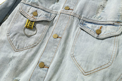 Industrial Tape Distressed Denim Jacket