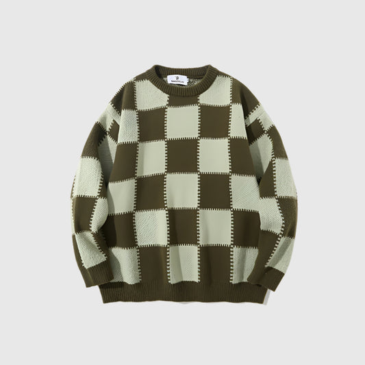 Vintage Knit Checker Sweater - RUN THE STREETS COLLABORATIVE