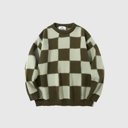 Vintage Knit Checker Sweater - RUN THE STREETS COLLABORATIVE