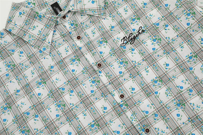 Floral Plaid Long-Sleeve Button Shirt