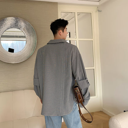 Micro-Check Cotton Button-Up Shirt