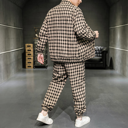 Hanfu-Inspired Gingham Set (Jacket + Pants)