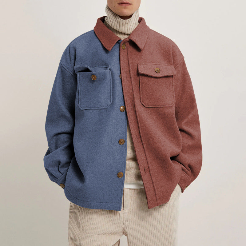 Color-Block Brushed Shacket