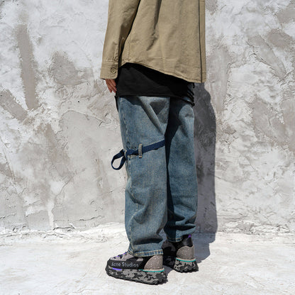 Retro Belt Buckle Jeans - RUN THE STREETS COLLABORATIVE