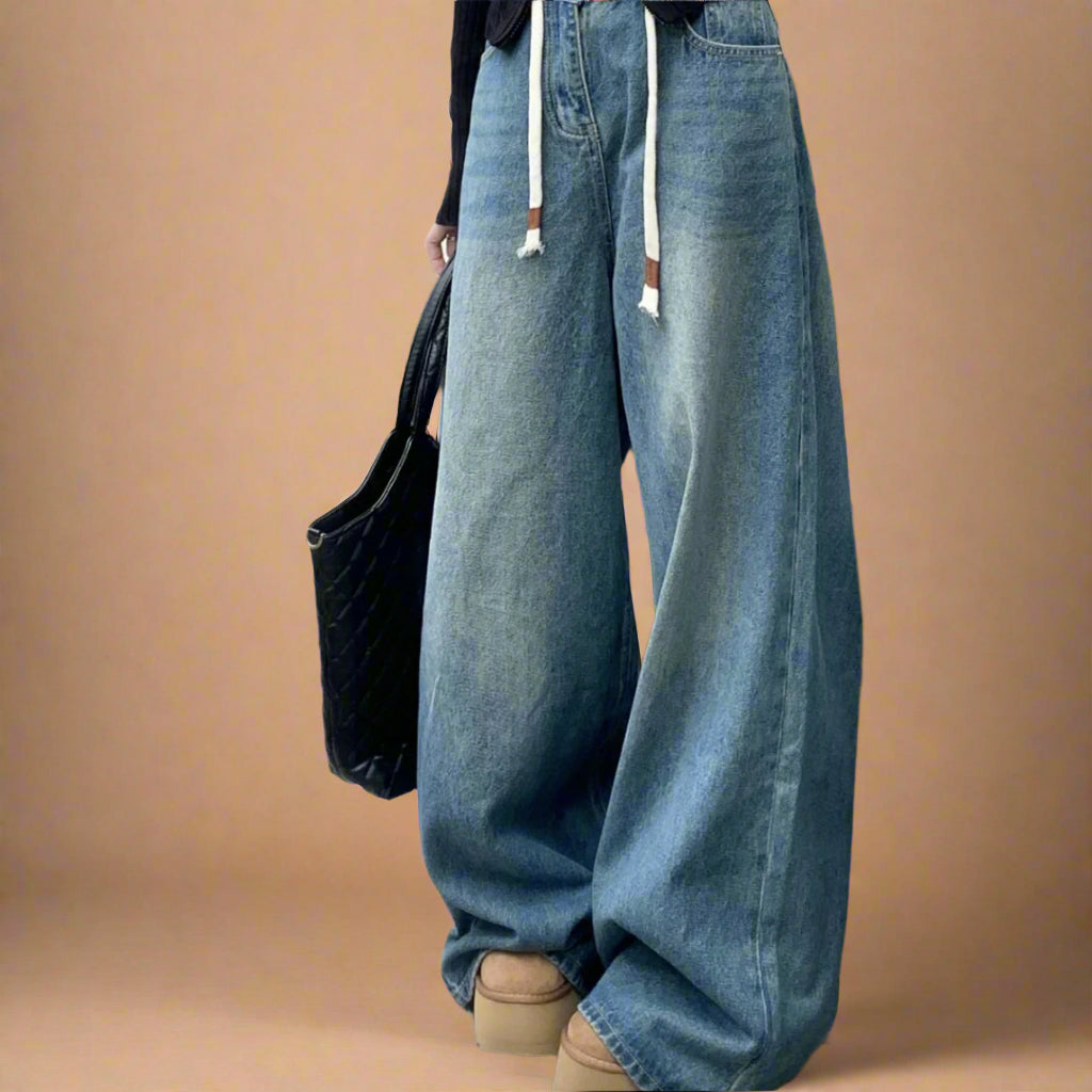 Vintage Blue Drawstring Jeans - RUN THE STREETS COLLABORATIVE