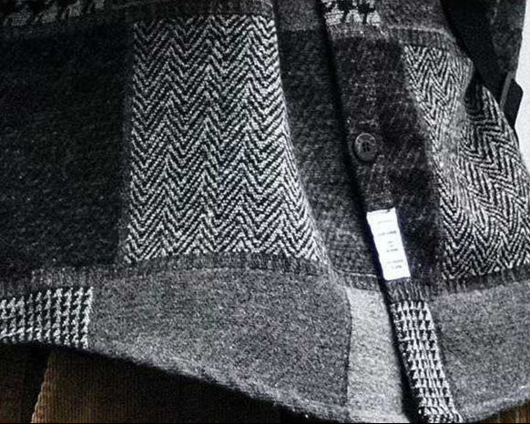 Patchwork Wool Blend Button-Up Shirt