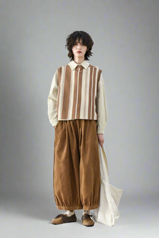 Vertical Stripes Contrast Knitted Vest - RUN THE STREETS COLLABORATIVE