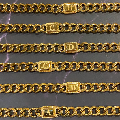 Uptown Cuban Chain Initial Bracelet - RUN THE STREETS COLLABORATIVE