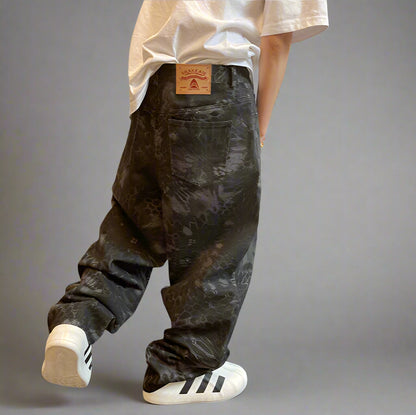 Reptile Camo Low-Waist Balloon Jeans