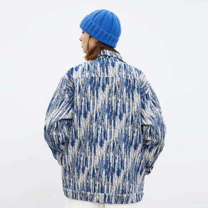 Painterly Striated Jacquard Overshirt