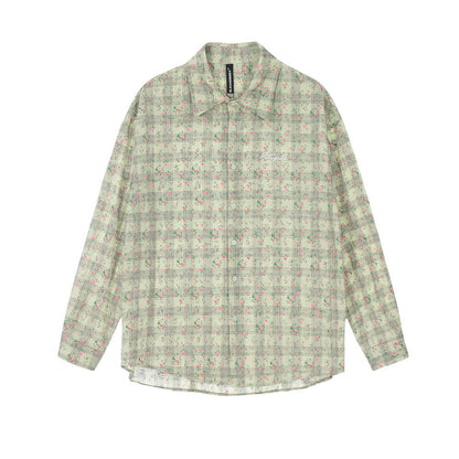 Floral Plaid Long-Sleeve Button Shirt