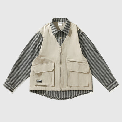 Striped Layered Vest Over Shirt - RUN THE STREETS COLLABORATIVE