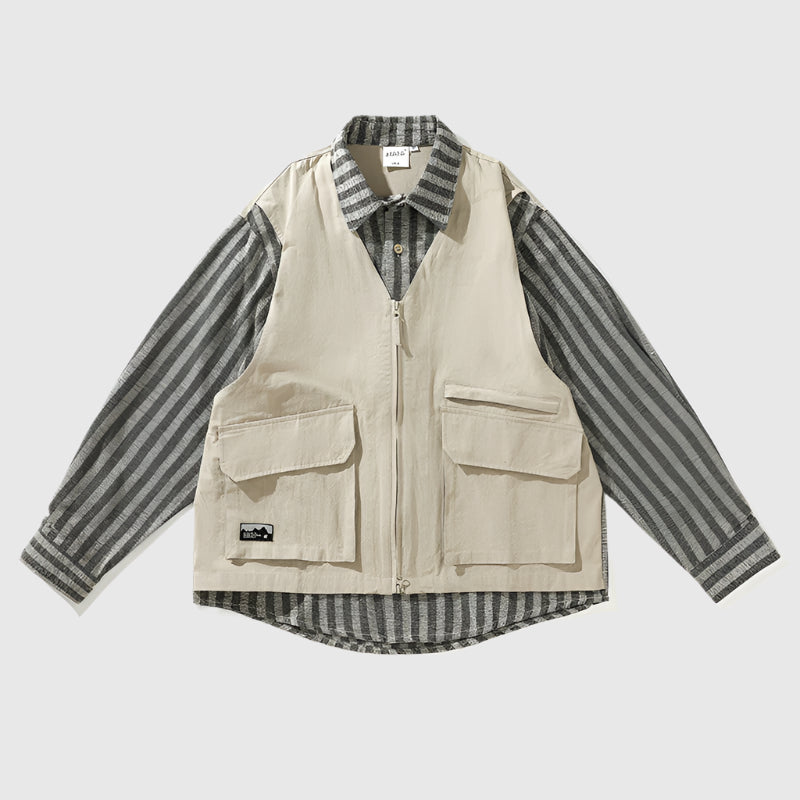 Striped Layered Vest Over Shirt - RUN THE STREETS COLLABORATIVE