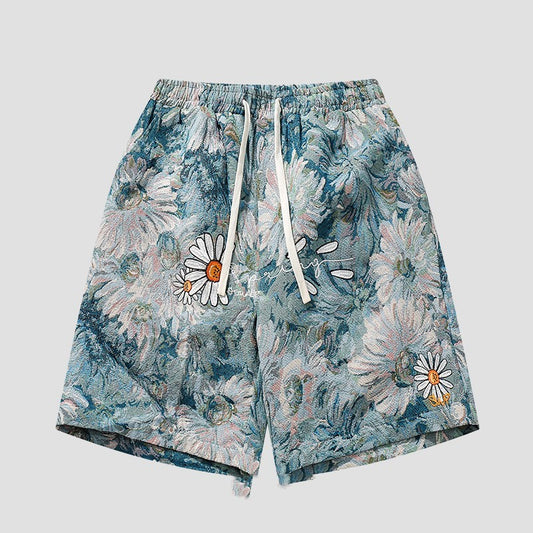 Daisy Tapestry Drawstring Shorts