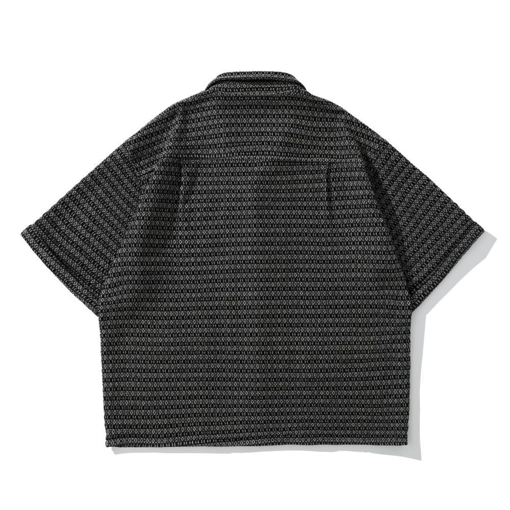 Micro-Pattern Camp-Collar Shirt (Short Sleeve)