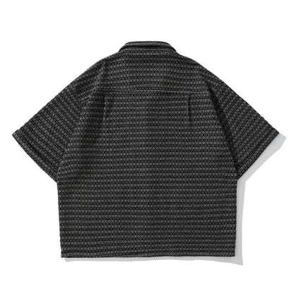 Micro-Pattern Camp-Collar Shirt (Short Sleeve)