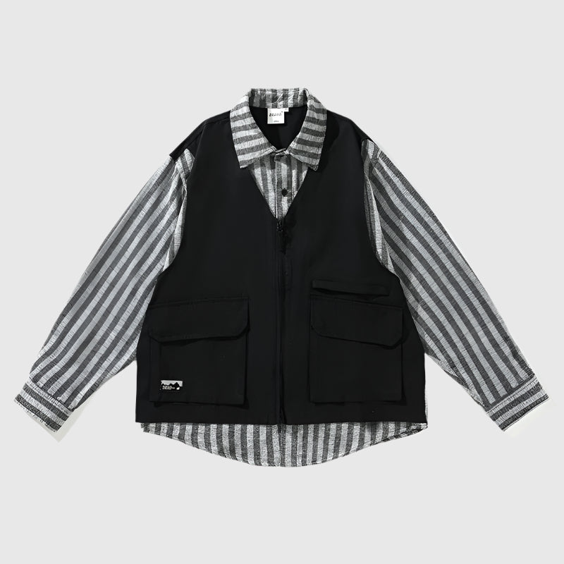 Striped Layered Vest Over Shirt - RUN THE STREETS COLLABORATIVE
