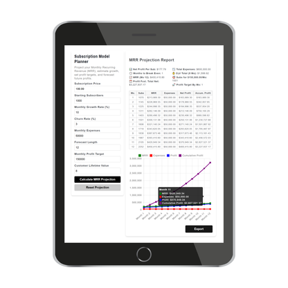 Subscription Model Planner (MRR Widget Plugin)
