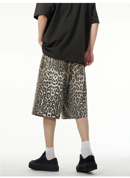 Leopard Print Wide-Leg Shorts