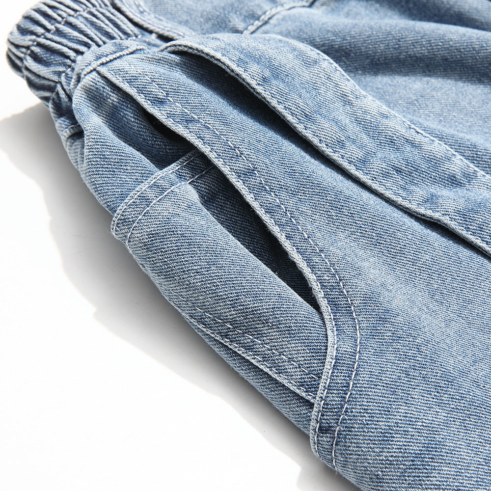 Button-Detail Stretch Denim Shorts - RUN THE STREETS COLLABORATIVE