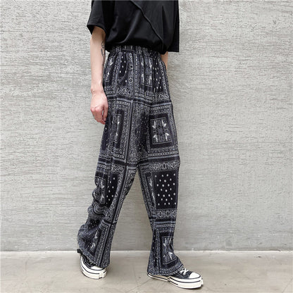 Bandana Print Wide-Leg Pants