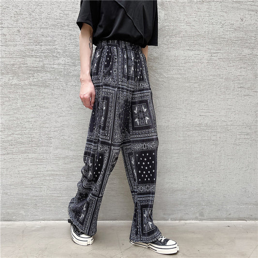 Bandana Print Wide-Leg Pants