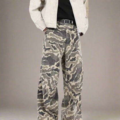 Beige Camo Wide-Leg Pants - RUN THE STREETS COLLABORATIVE