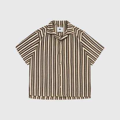 Stripped Knit Short Sleeve Shirt - RUN THE STREETS COLLABORATIVE