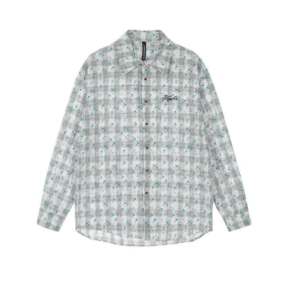 Floral Plaid Long-Sleeve Button Shirt