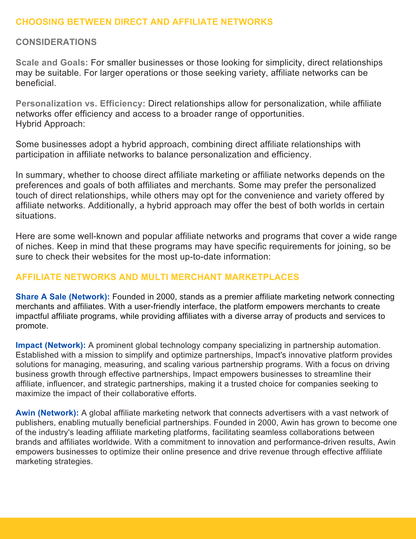 Affiliate Networks and Programs List - RTS Collaborative